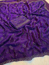 Load image into Gallery viewer, Redolent Wedding Wear Silk Embroidery n Siroski Work Designer Saree With Blouse Piece
