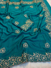 Load image into Gallery viewer, Stunning Function Wear Rangoli Crush Silk Embroidery n Beads Work Border Fancy Saree With Blouse
