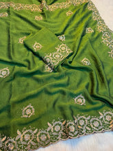 Load image into Gallery viewer, Stunning Function Wear Rangoli Crush Silk Embroidery n Beads Work Border Fancy Saree With Blouse
