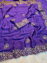 Load image into Gallery viewer, Stunning Function Wear Rangoli Crush Silk Embroidery n Beads Work Border Fancy Saree With Blouse
