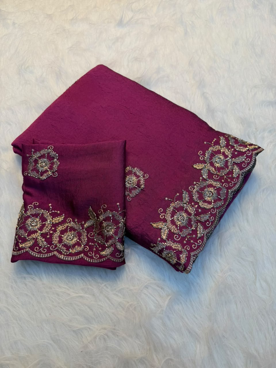 Stunning Function Wear Rangoli Crush Silk Embroidery n Beads Work Border Fancy Saree With Blouse