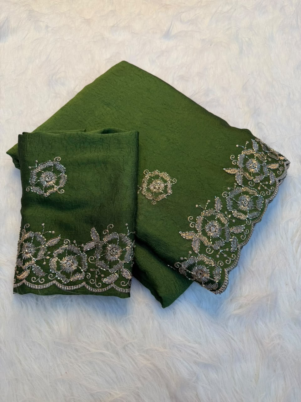 Stunning Function Wear Rangoli Crush Silk Embroidery n Beads Work Border Fancy Saree With Blouse