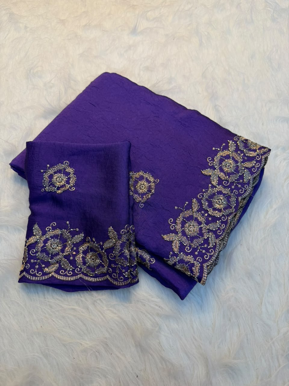 Stunning Function Wear Rangoli Crush Silk Embroidery n Beads Work Border Fancy Saree With Blouse