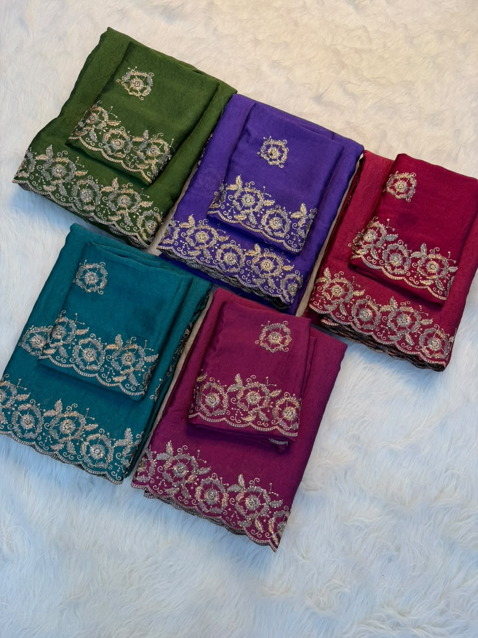 Stunning Function Wear Rangoli Crush Silk Embroidery n Beads Work Border Fancy Saree With Blouse