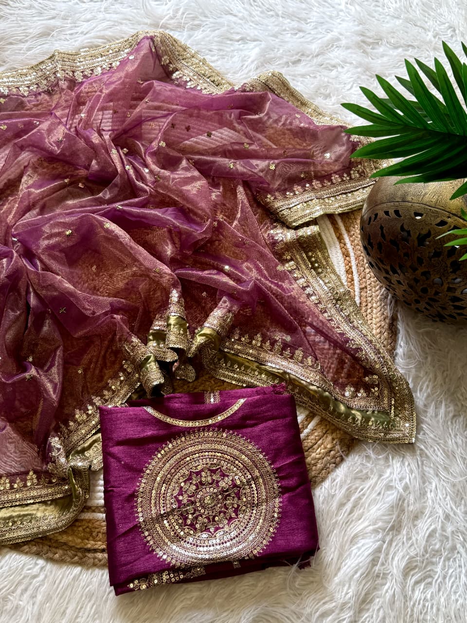 Exuberant Festive Wear Soft Silk Sequence n Embroidery Work Fancy Saree With Blouse Piece
