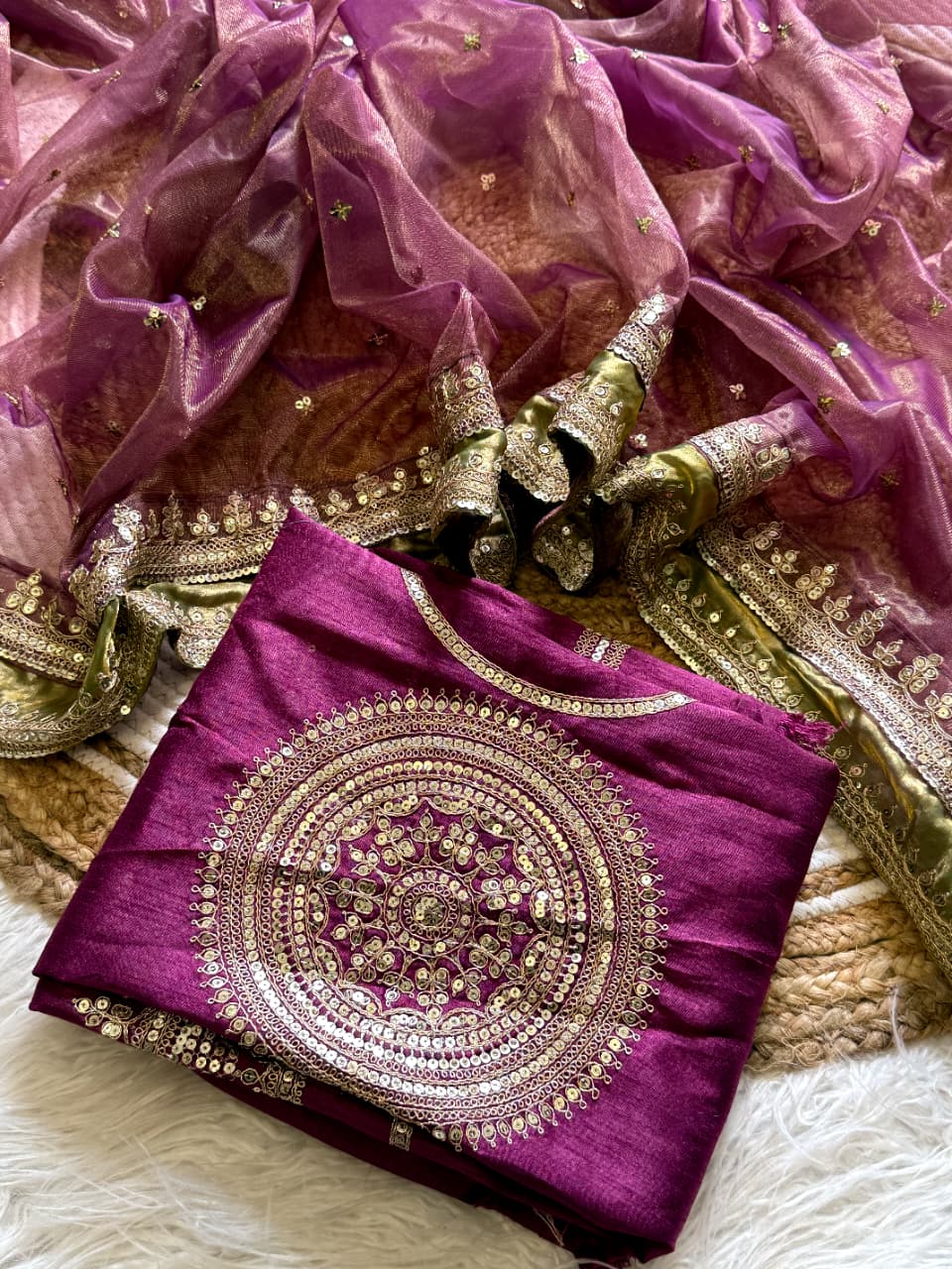 Exuberant Festive Wear Soft Silk Sequence n Embroidery Work Fancy Saree With Blouse Piece