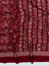 Load image into Gallery viewer, Blissful Function Wear Pure Satin Silk Ajrak Printed Rich Pallu n Mirror Work Designer Saree With Blouse Piece
