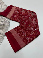 Load image into Gallery viewer, Blissful Function Wear Pure Satin Silk Ajrak Printed Rich Pallu n Mirror Work Designer Saree With Blouse Piece
