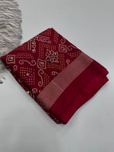 Load image into Gallery viewer, Blissful Function Wear Pure Satin Silk Ajrak Printed Rich Pallu n Mirror Work Designer Saree With Blouse Piece
