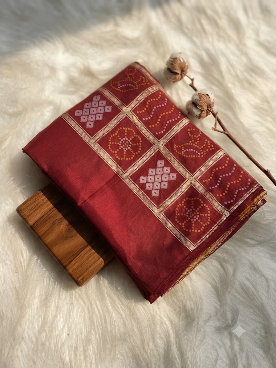 Desiring Festive Wear Pure Silk Bandhani Pallu Designer Saree With Blouse Piece