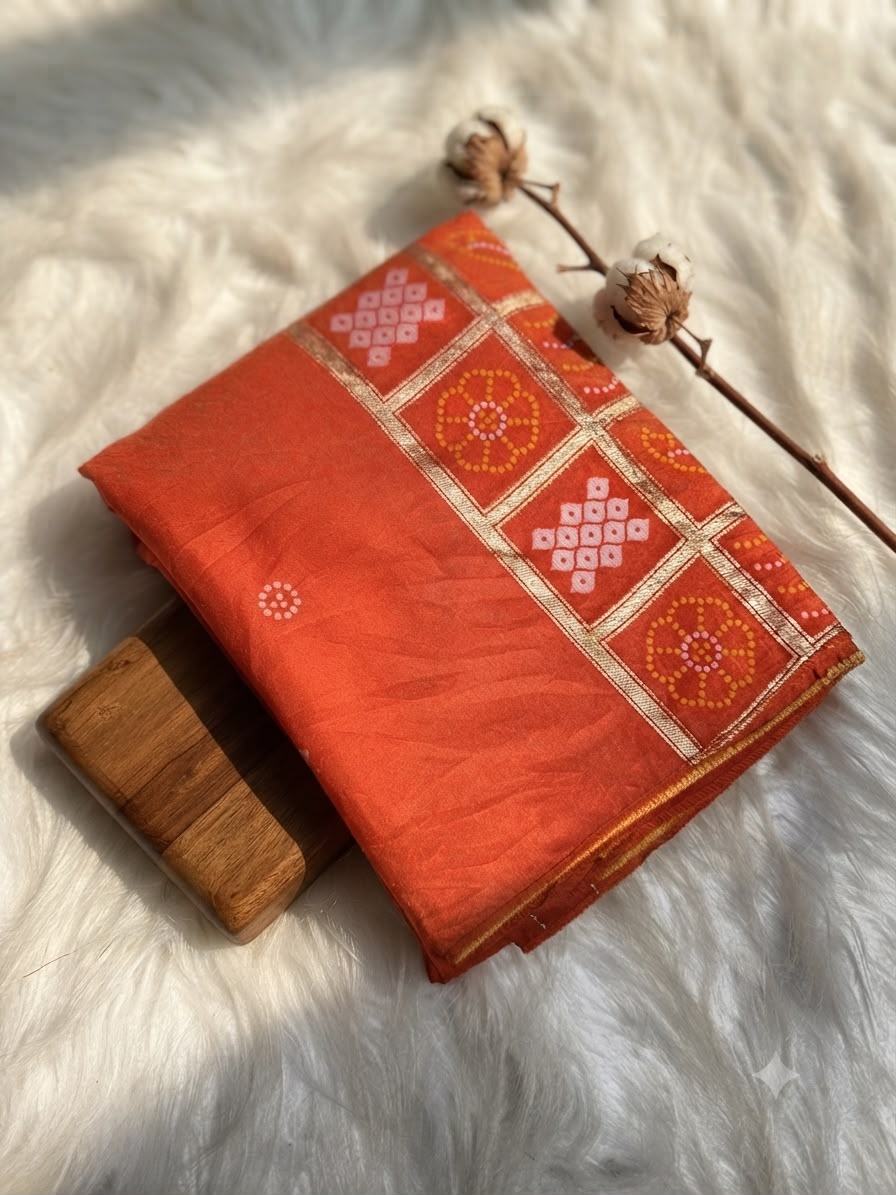 Desiring Festive Wear Pure Silk Bandhani Pallu Designer Saree With Blouse Piece
