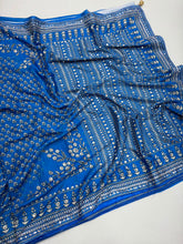 Load image into Gallery viewer, Breathtaking Festive Wear Soft Chinon Silk Print n Mirror Work Designer Saree With Blouse Piece
