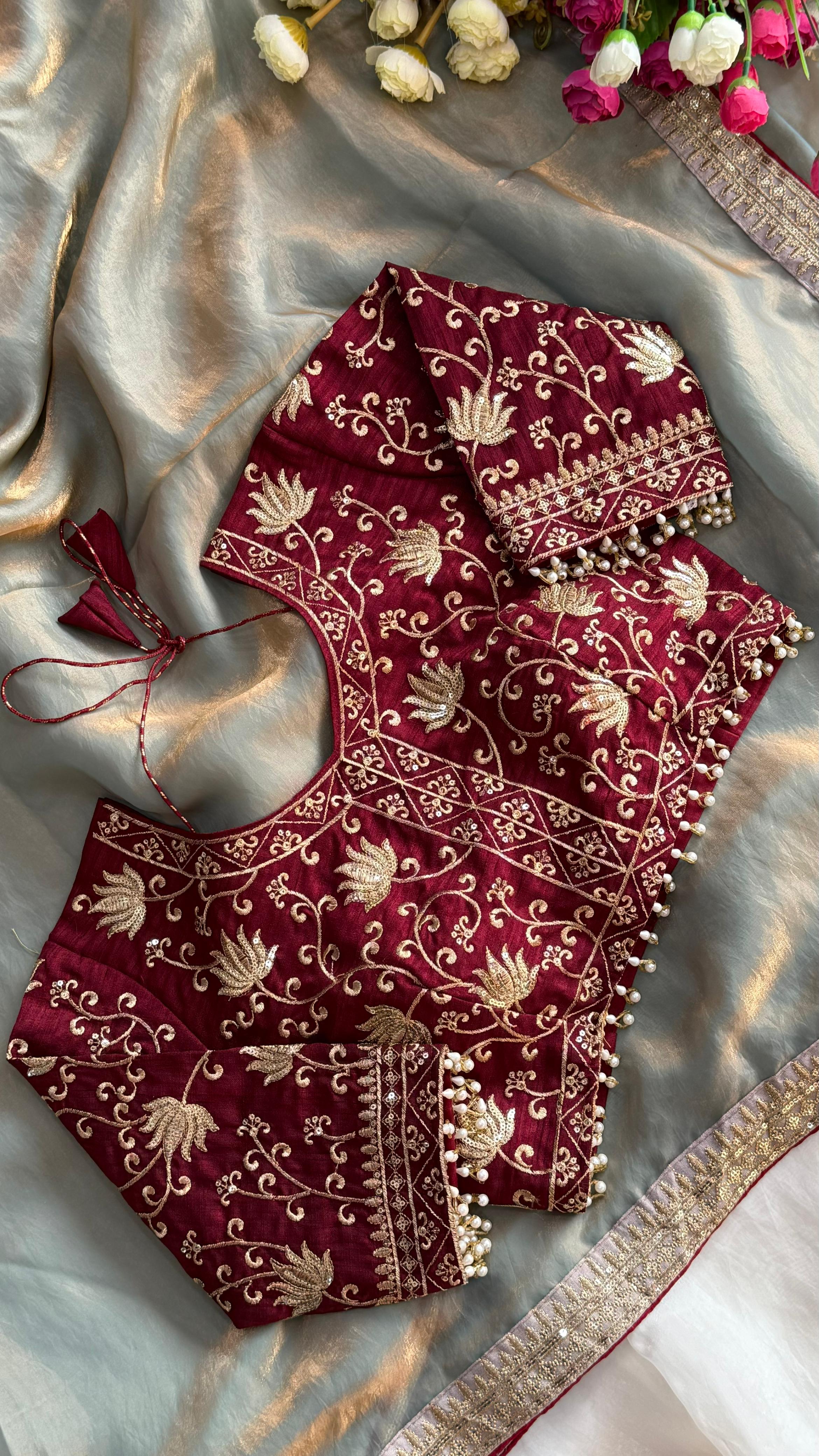 Fantabulous Wedding Wear Silk Embroidery Work Lace Fancy Designer Saree With Stitched Blouse Piece