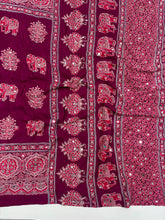 Load image into Gallery viewer, Alverina Party Wear Pure Satin Silk Ajrak Printed Rich Pallu n Mirror Work Fancy Saree With Blouse Piece
