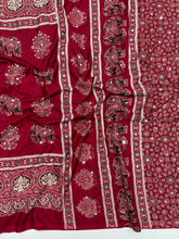 Load image into Gallery viewer, Alverina Party Wear Pure Satin Silk Ajrak Printed Rich Pallu n Mirror Work Fancy Saree With Blouse Piece
