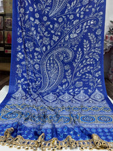 Load image into Gallery viewer, Adorning  Party Wear Pure Chinnon Silk Ajrak Printed Rich Pallu n Mirror Work Designer Saree With Blouse Piece
