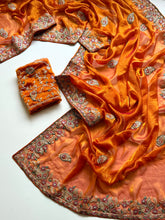 Load image into Gallery viewer, Mellifluous Wedding Wear Satin Silk Sequence n Embroidery Work Fancy Saree With Blissful Blouse Piece
