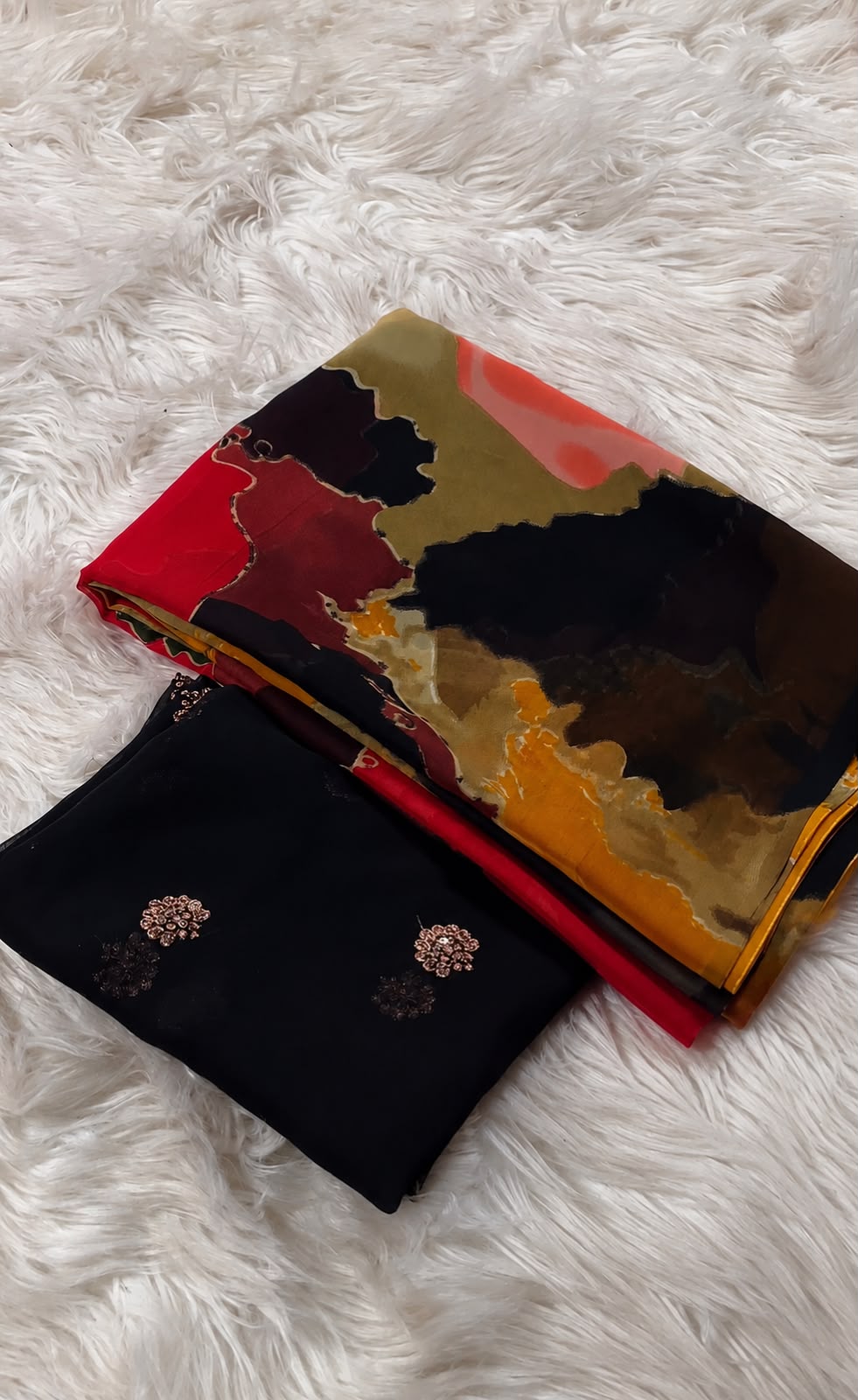 Regal Wedding Wear Multi Colour Soft Chiffon Print n Sequence Work Designer Saree With Blouse Piece