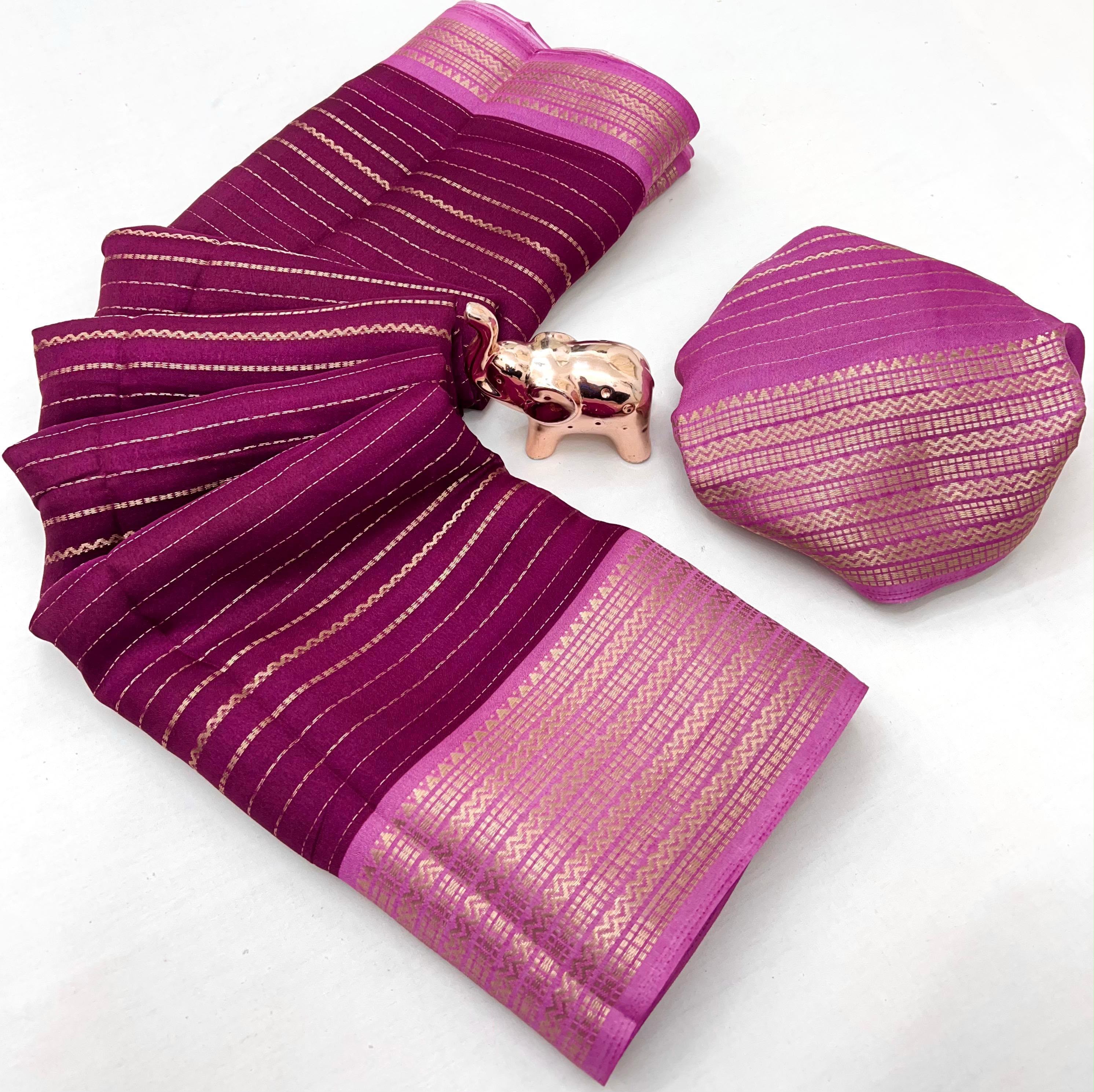 Graceful Party Wear Soft Silk Jacquard Weaving Work Rich Pallu Fancy Saree With Blouse Piece