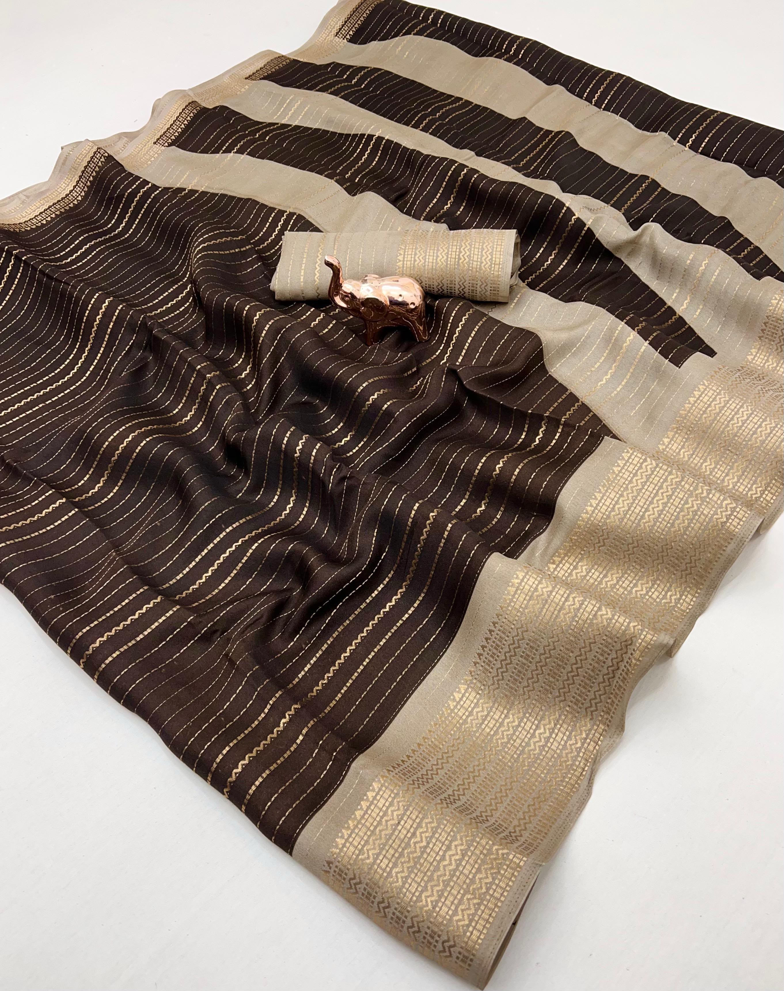 Graceful Party Wear Soft Silk Jacquard Weaving Work Rich Pallu Fancy Saree With Blouse Piece