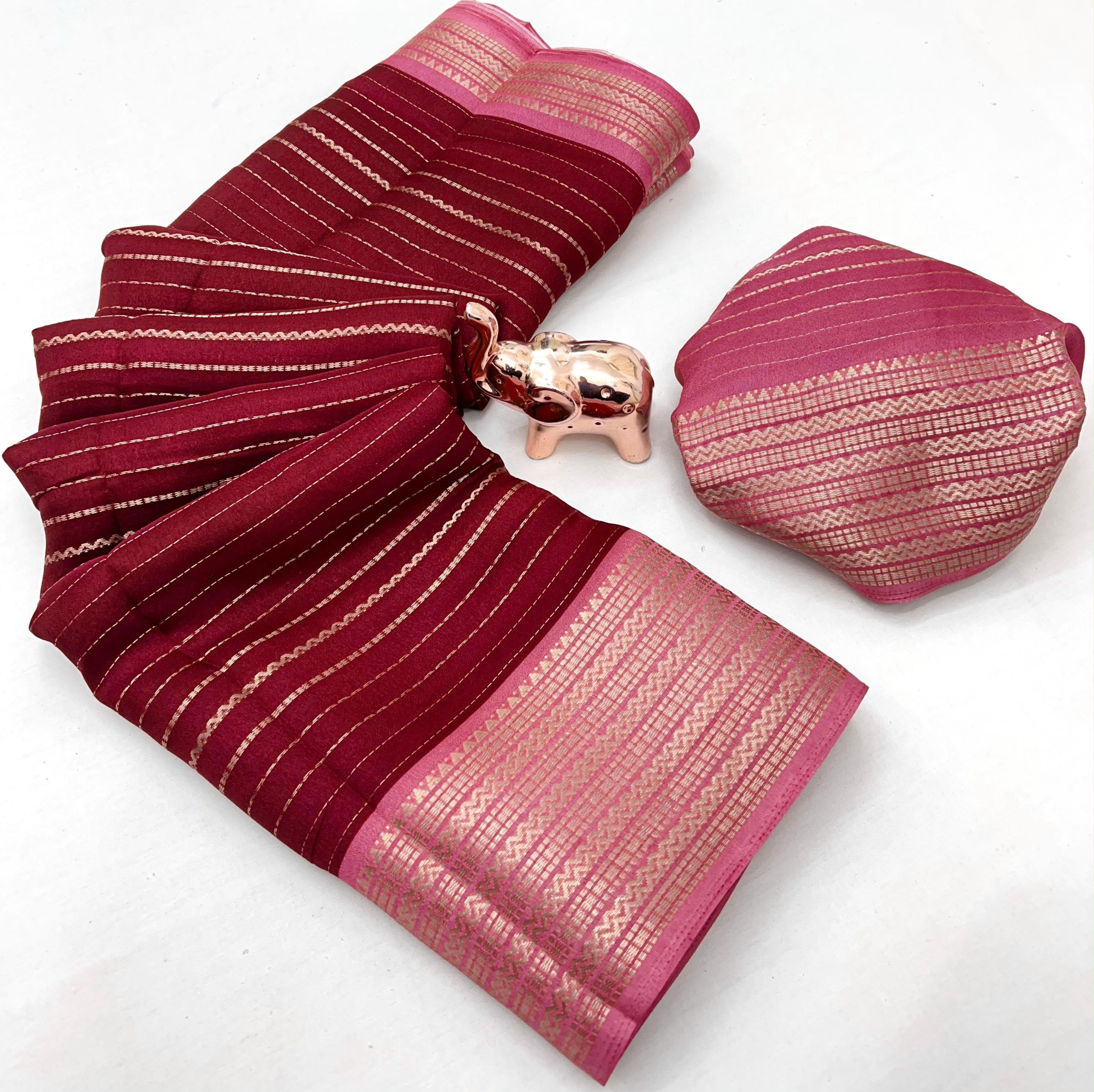 Graceful Party Wear Soft Silk Jacquard Weaving Work Rich Pallu Fancy Saree With Blouse Piece