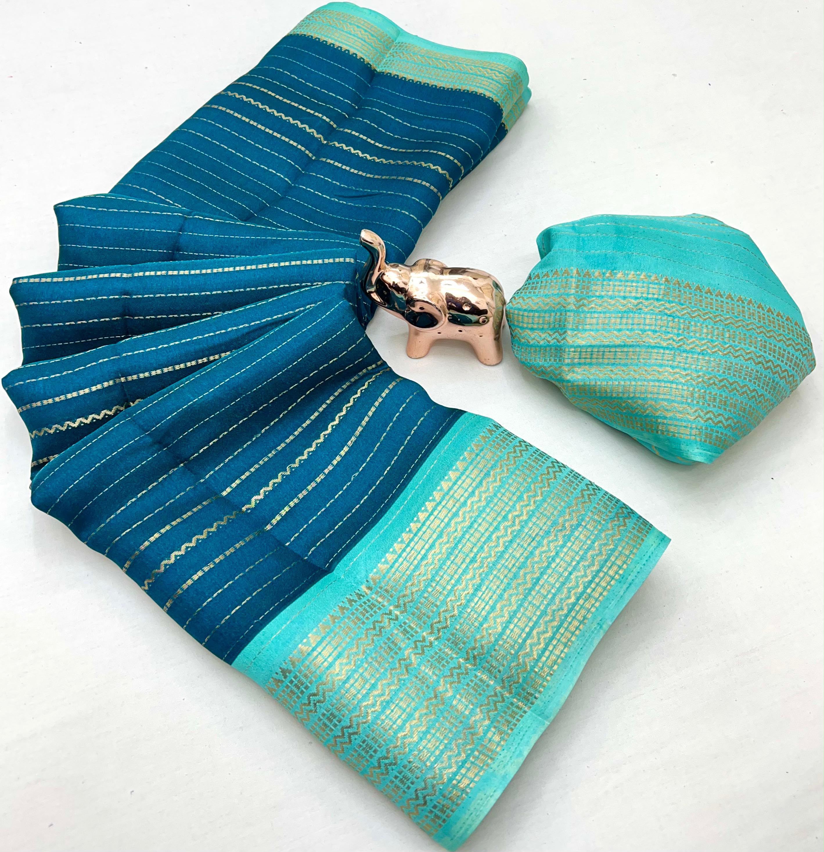 Graceful Party Wear Soft Silk Jacquard Weaving Work Rich Pallu Fancy Saree With Blouse Piece