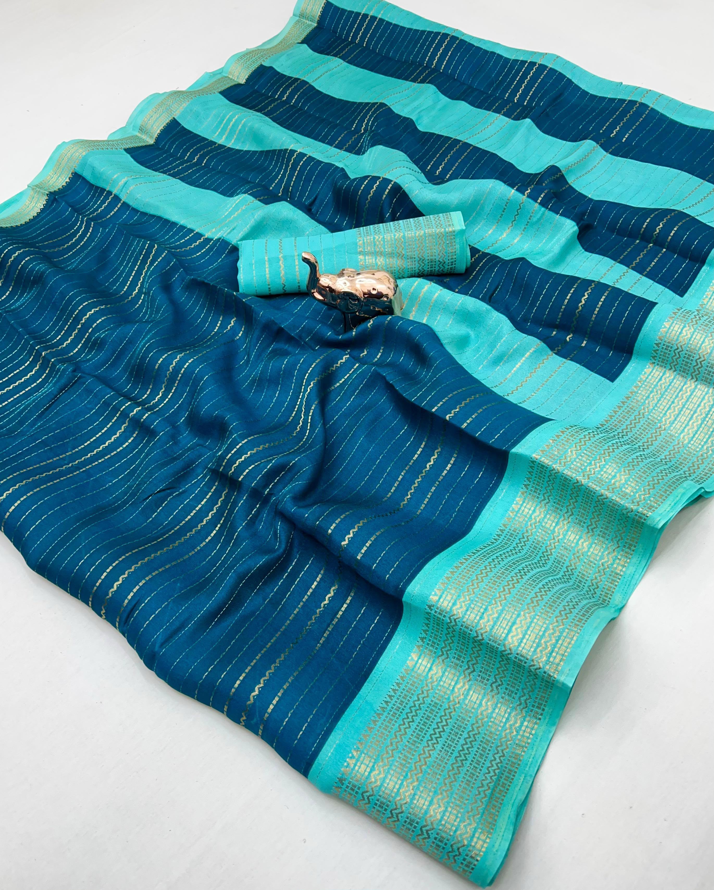 Graceful Party Wear Soft Silk Jacquard Weaving Work Rich Pallu Fancy Saree With Blouse Piece