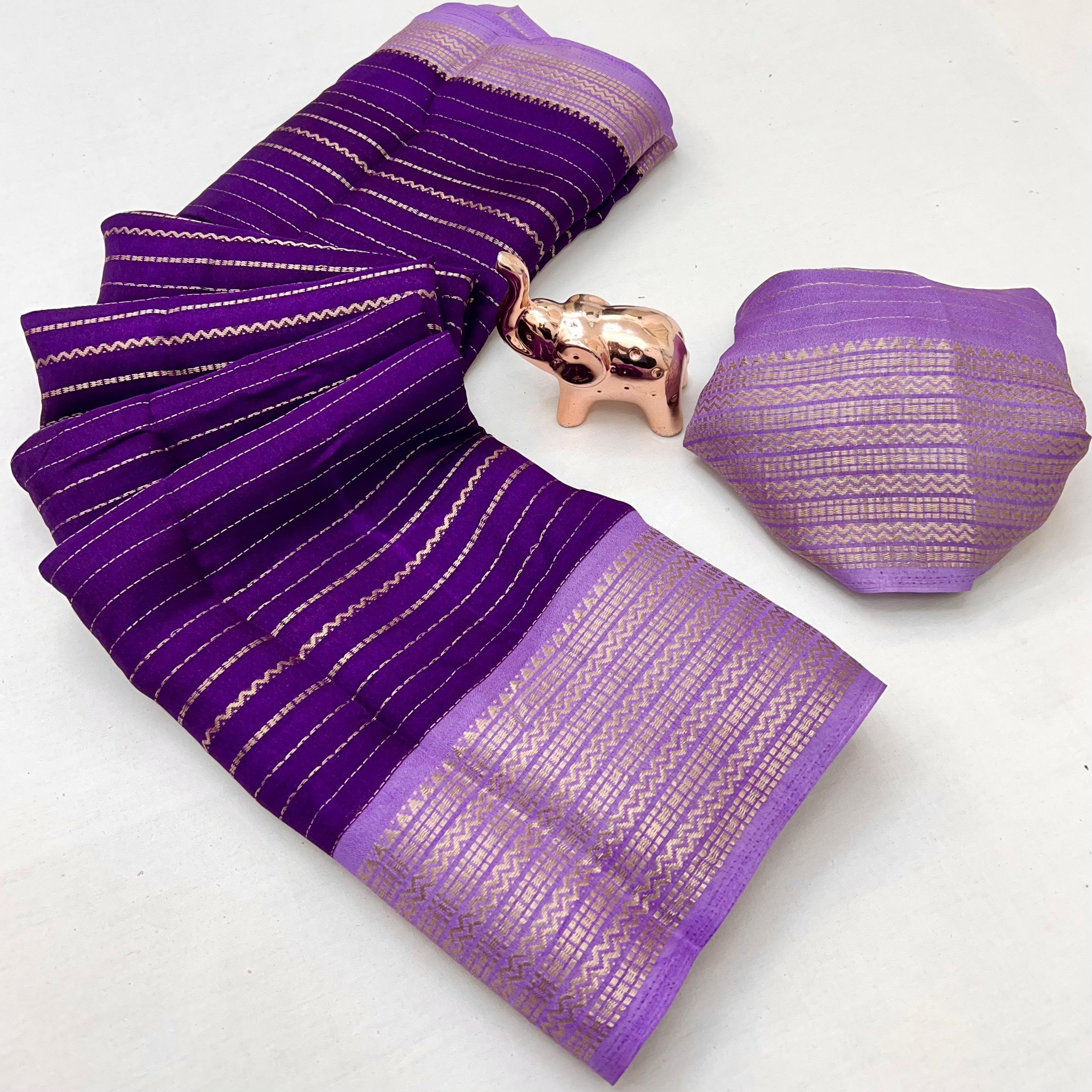 Graceful Party Wear Soft Silk Jacquard Weaving Work Rich Pallu Fancy Saree With Blouse Piece