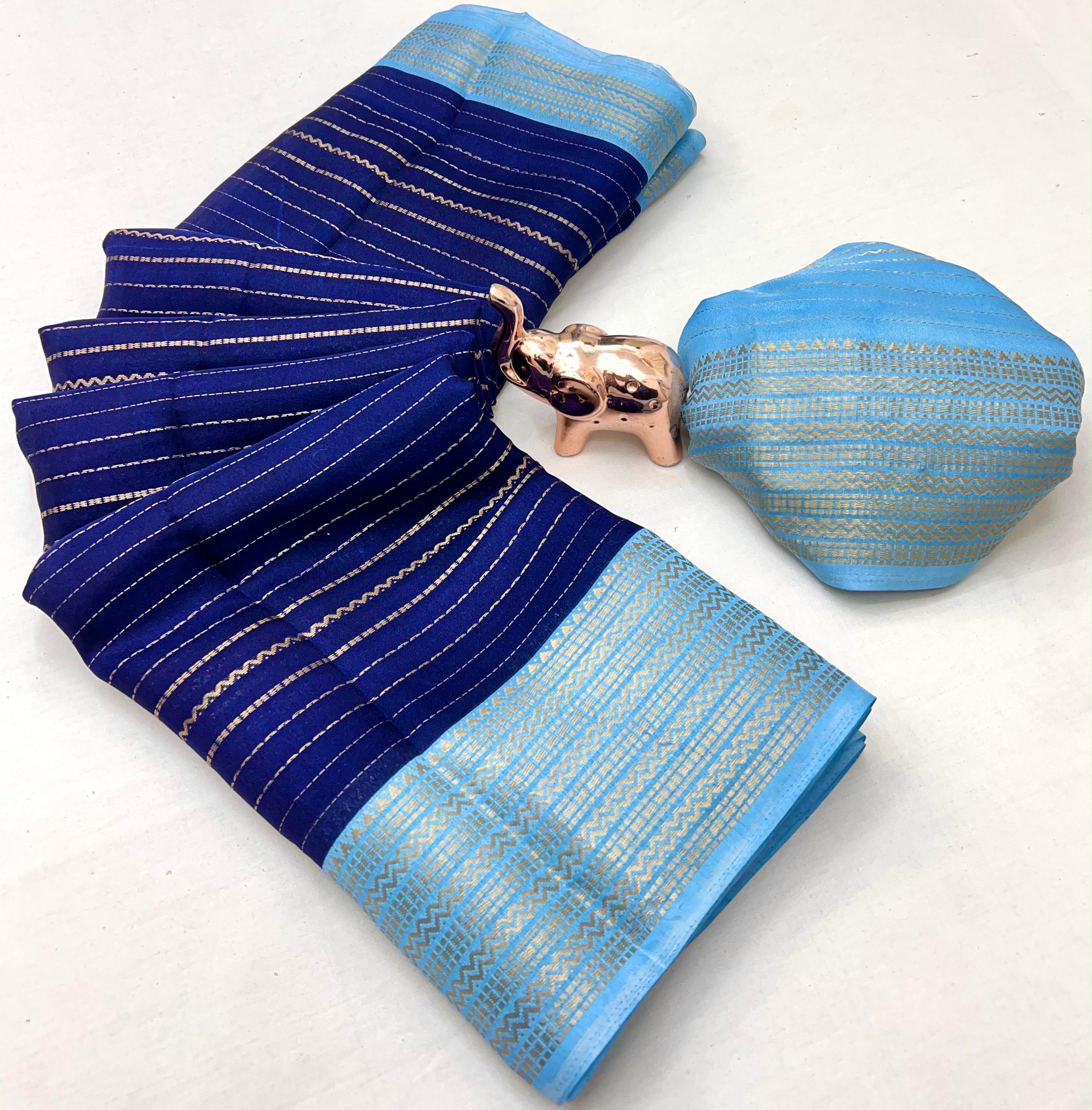 Graceful Party Wear Soft Silk Jacquard Weaving Work Rich Pallu Fancy Saree With Blouse Piece