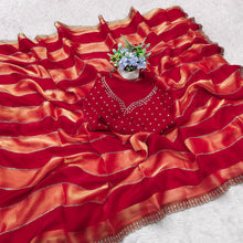 Load image into Gallery viewer, Exuberant Party Wear Soft Silk Jarkhan Work Designer Saree With Unstitched Blouse
