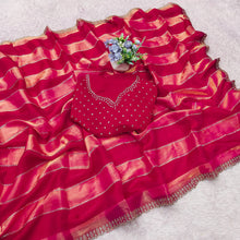 Load image into Gallery viewer, Exuberant Party Wear Soft Silk Jarkhan Work Designer Saree With Unstitched Blouse
