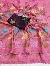 Load image into Gallery viewer, Delightful Festive Wear Viscose Crunchy Silk Embroidery Thread n Siroski Work Fancy Saree With Contrast Blouse Piece
