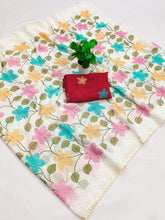Load image into Gallery viewer, Delightful Festive Wear Viscose Crunchy Silk Embroidery Thread n Siroski Work Fancy Saree With Contrast Blouse Piece
