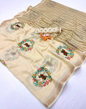 Load image into Gallery viewer, Splendorous Function Wear Pure Soft Silk Kalamkari Print Jacquard Border Rich Pallu Saree With Blouse Piece
