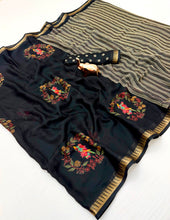 Load image into Gallery viewer, Splendorous Function Wear Pure Soft Silk Kalamkari Print Jacquard Border Rich Pallu Saree With Blouse Piece
