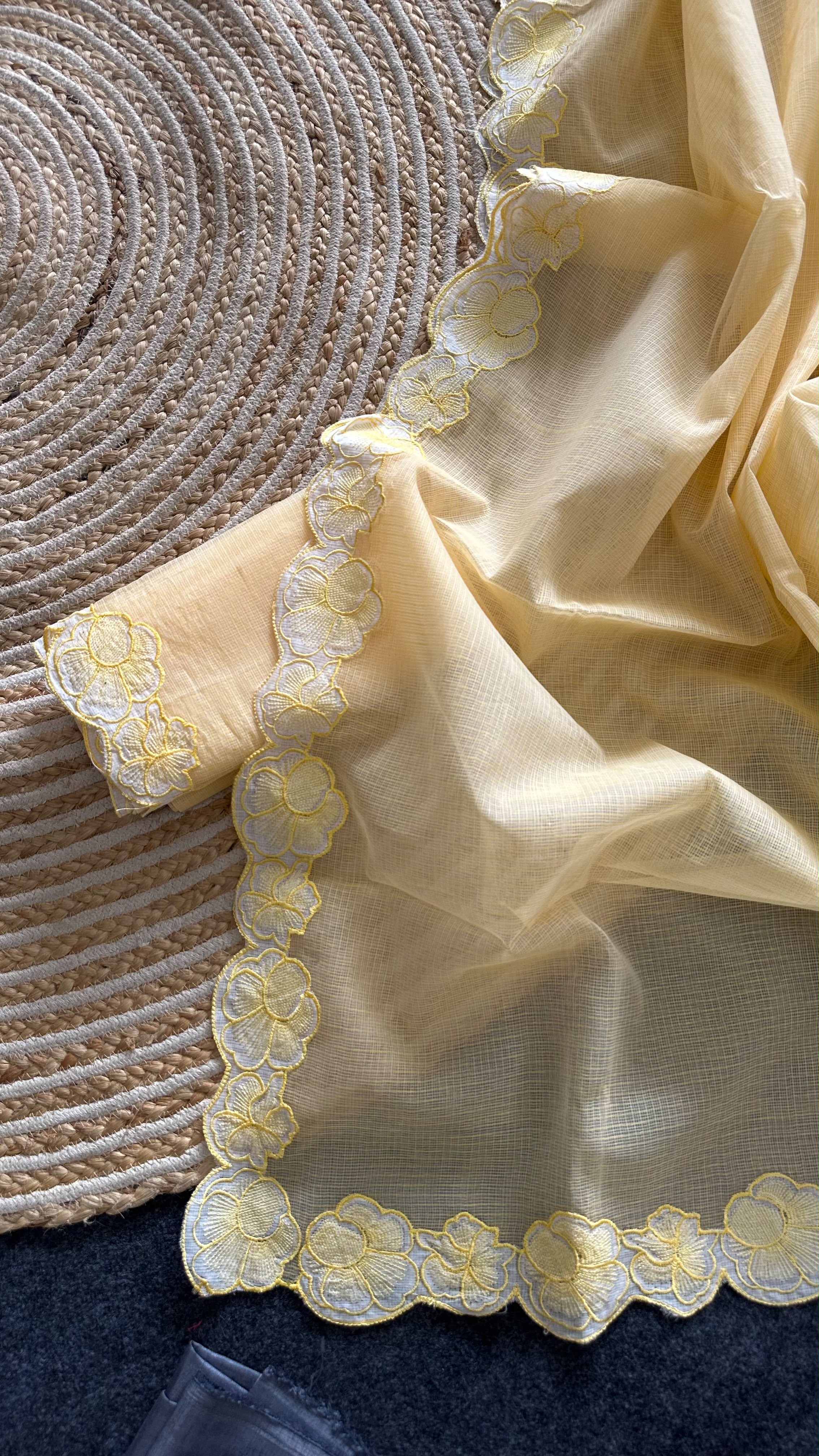 Traditional Function Wear Soft Kota Doriya Embroidery Work Designer Saree With Assemblage Blouse Piece