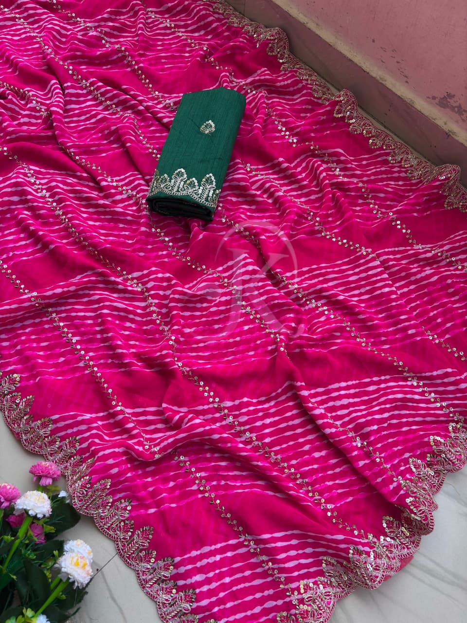 Regal Party Wear Pure Soft Chiffon Embroidery n Sequence Work Fancy Saree With Ravishing Blouse Piece