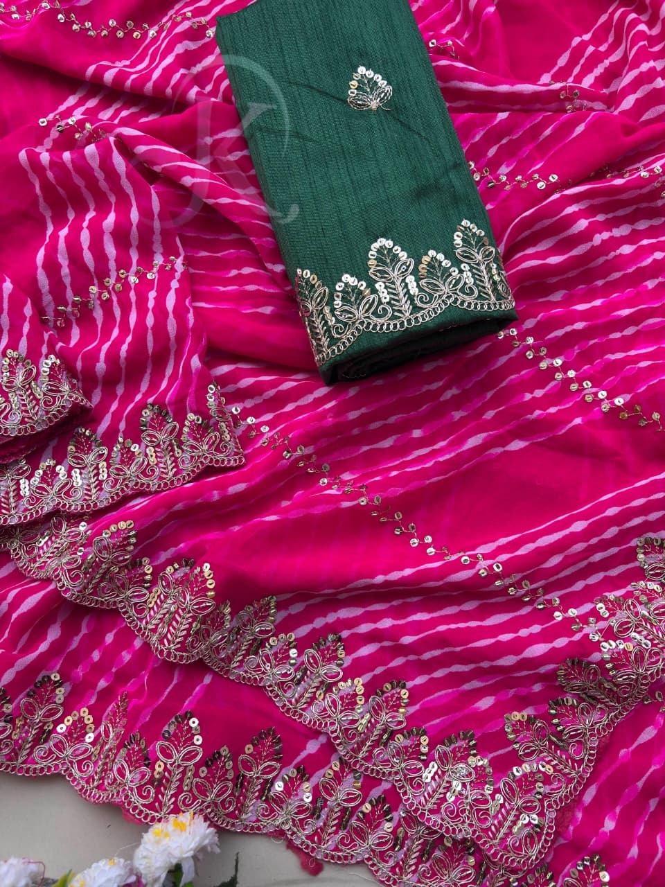 Regal Party Wear Pure Soft Chiffon Embroidery n Sequence Work Fancy Saree With Ravishing Blouse Piece