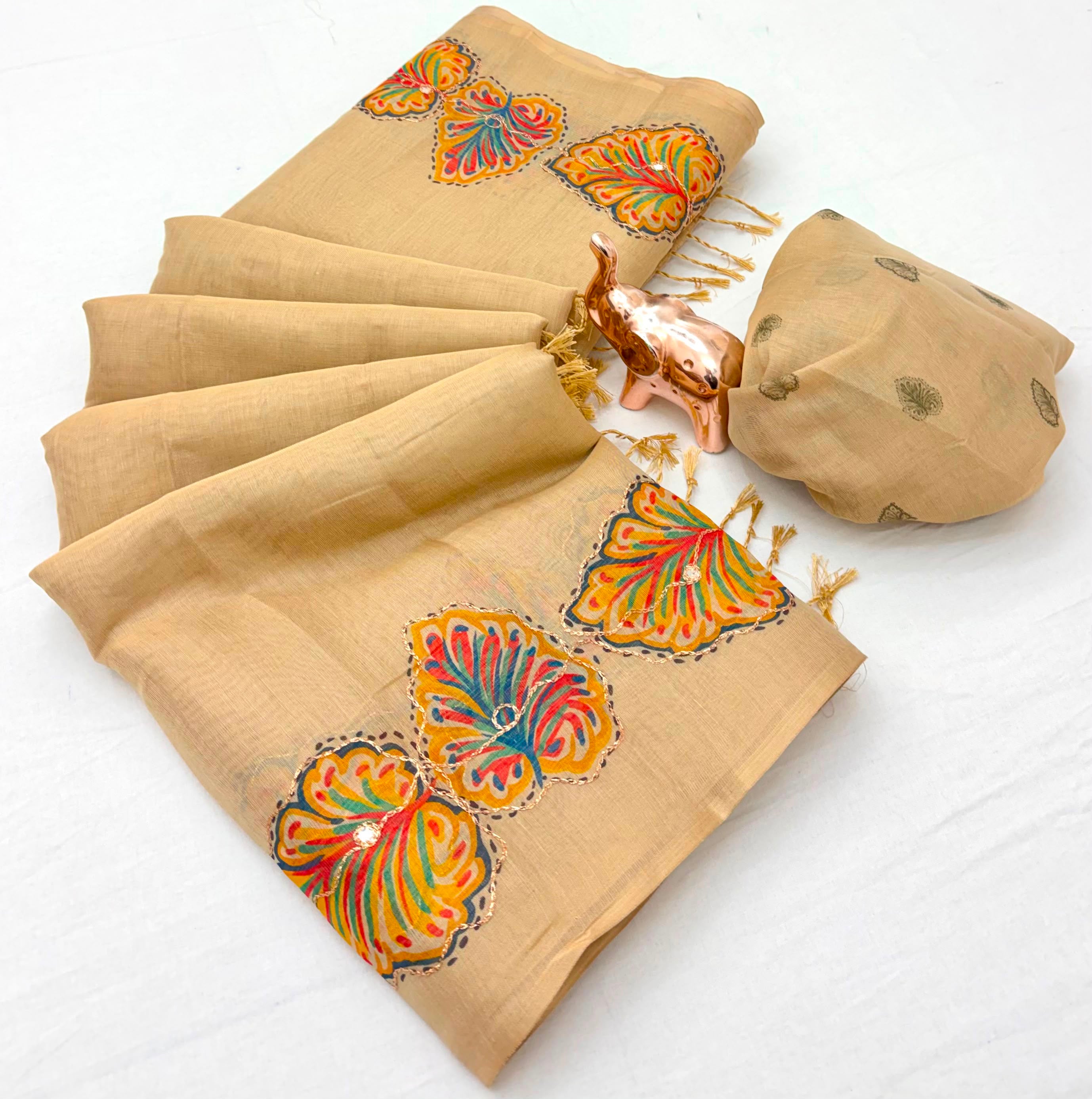 Innovative Function Wear Tissue Silk Digital Print Fancy Saree With Blouse Piece