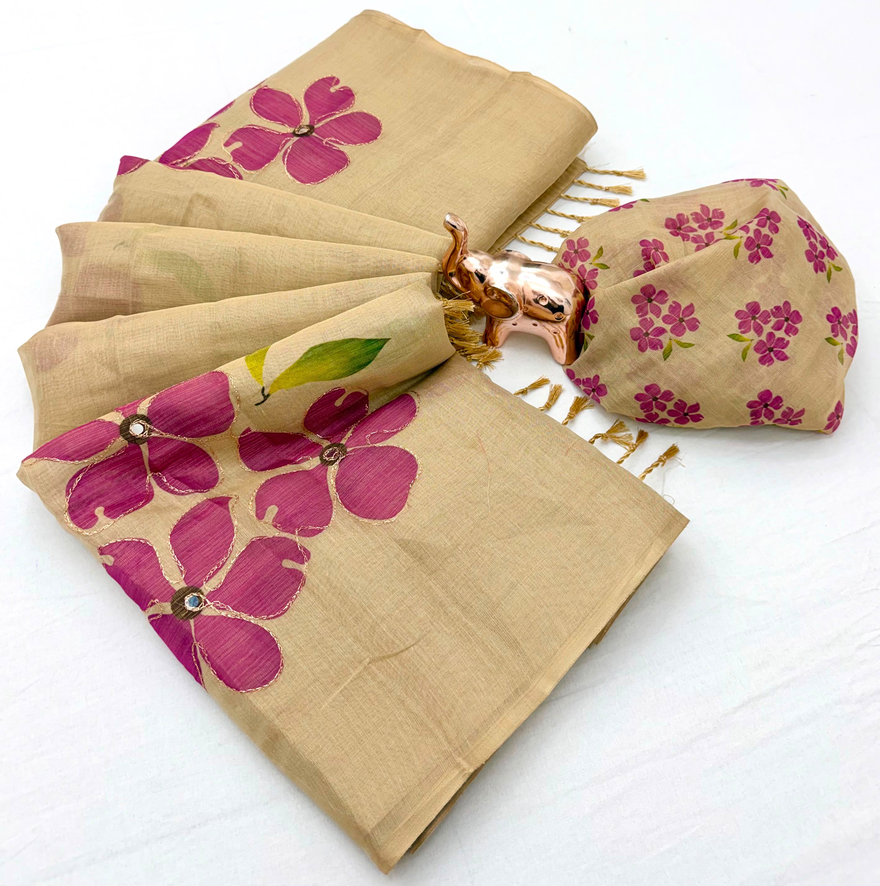 Innovative Function Wear Tissue Silk Digital Print Fancy Saree With Blouse Piece