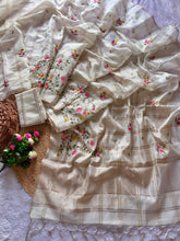 Load image into Gallery viewer, Traditiona Function Wear Soft Tussar Silk Embroidery n Zari Chex Design Saree For Wedding
