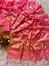 Load image into Gallery viewer, Traditiona Function Wear Soft Tussar Silk Embroidery n Zari Chex Design Saree For Wedding
