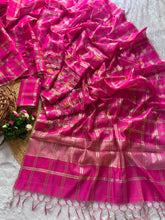 Load image into Gallery viewer, Traditiona Function Wear Soft Tussar Silk Embroidery n Zari Chex Design Saree For Wedding
