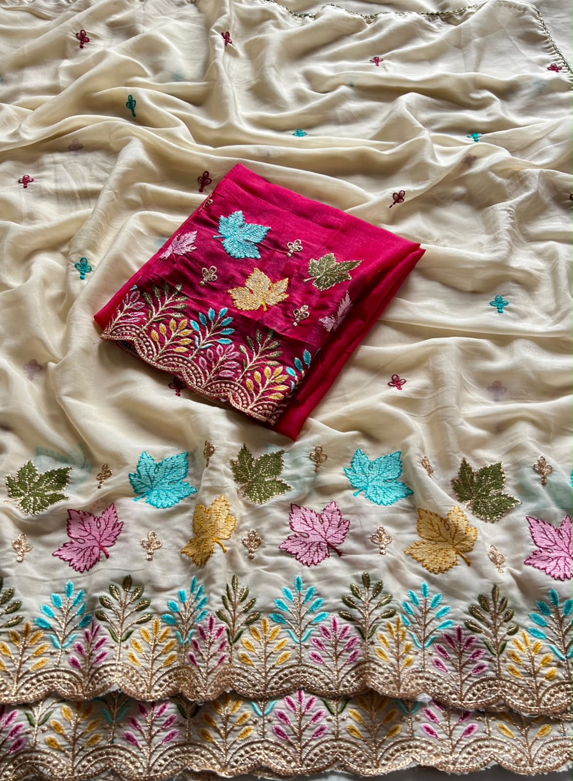 Adorable Party Wear Soft Rangoli Silk Embroidery n Mirror Work Fancy Saree With Contrast Blouse Piece