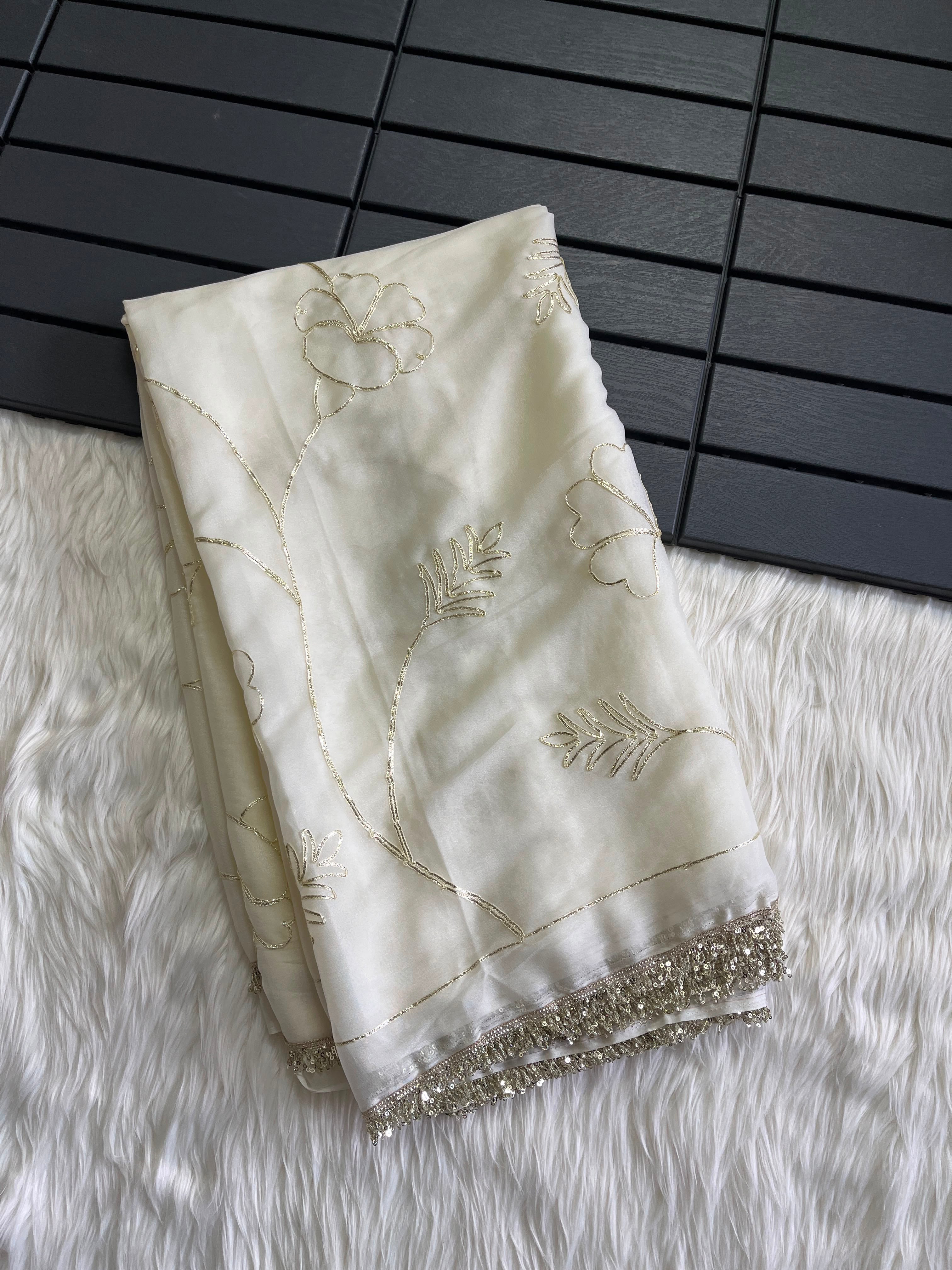 Entrancing Wedding Wear Georgette Gotapatti Work Fancy Saree With Blouse Piece