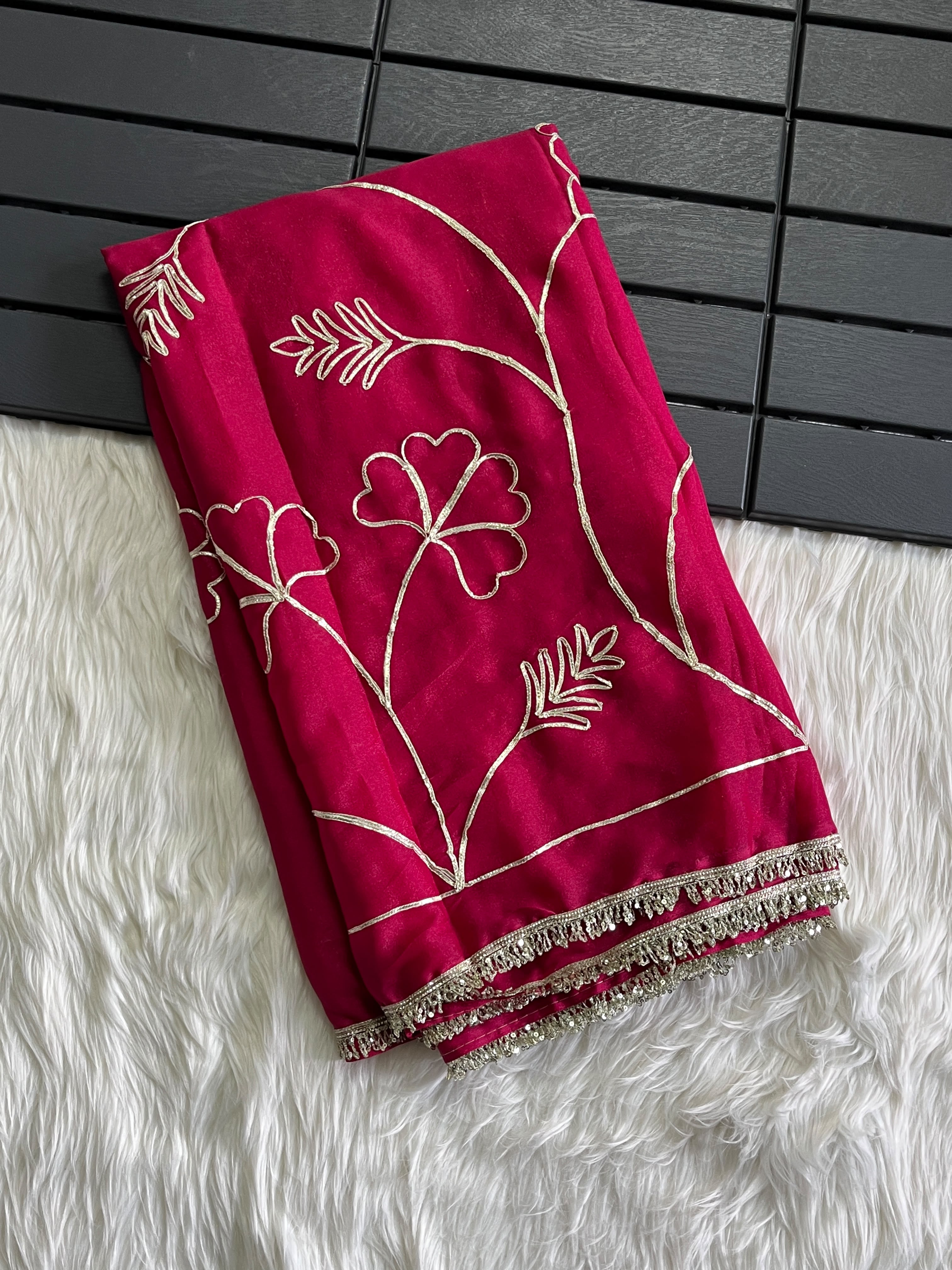 Entrancing Wedding Wear Georgette Gotapatti Work Fancy Saree With Blouse Piece
