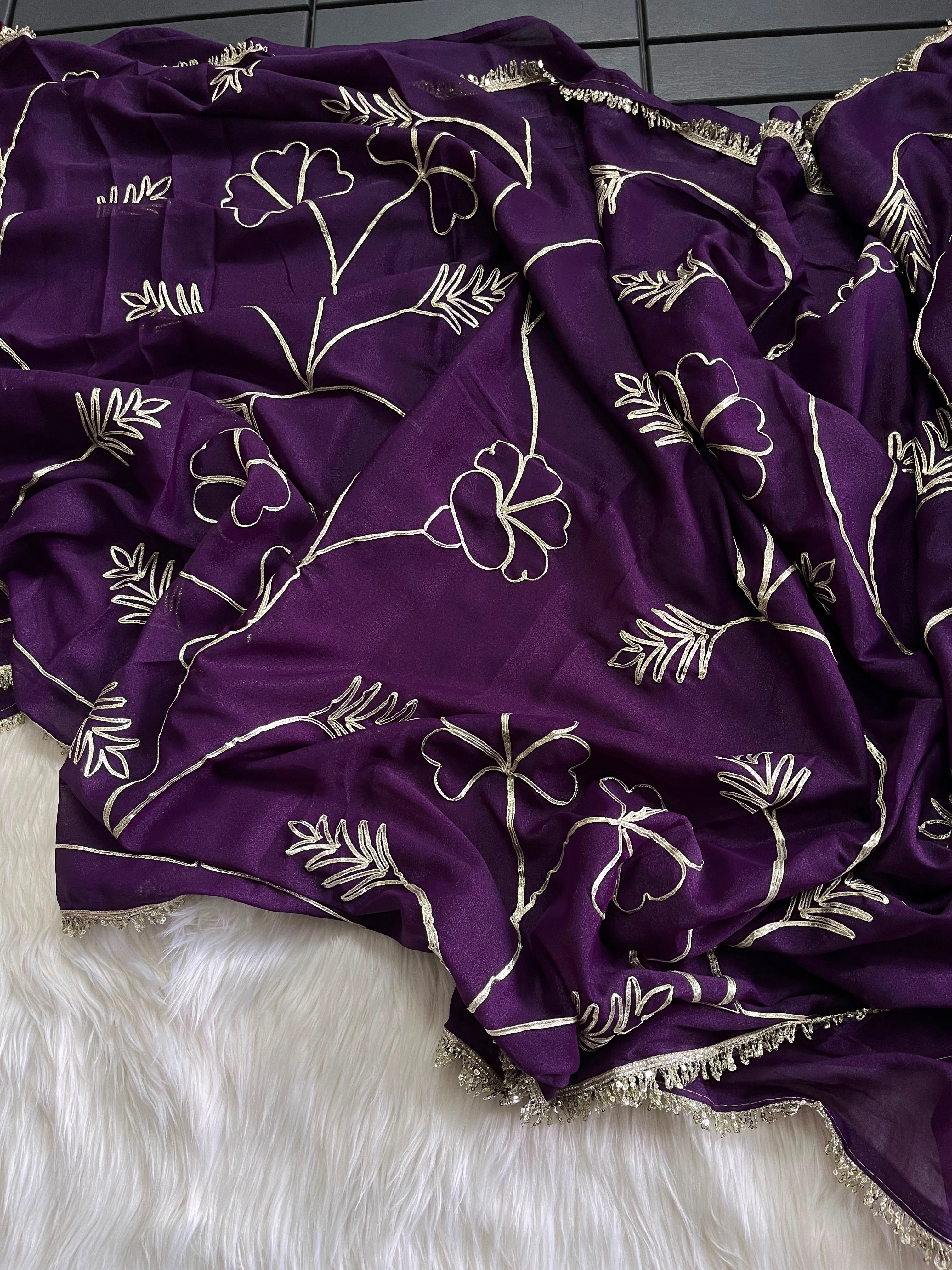 Entrancing Wedding Wear Georgette Gotapatti Work Fancy Saree With Blouse Piece