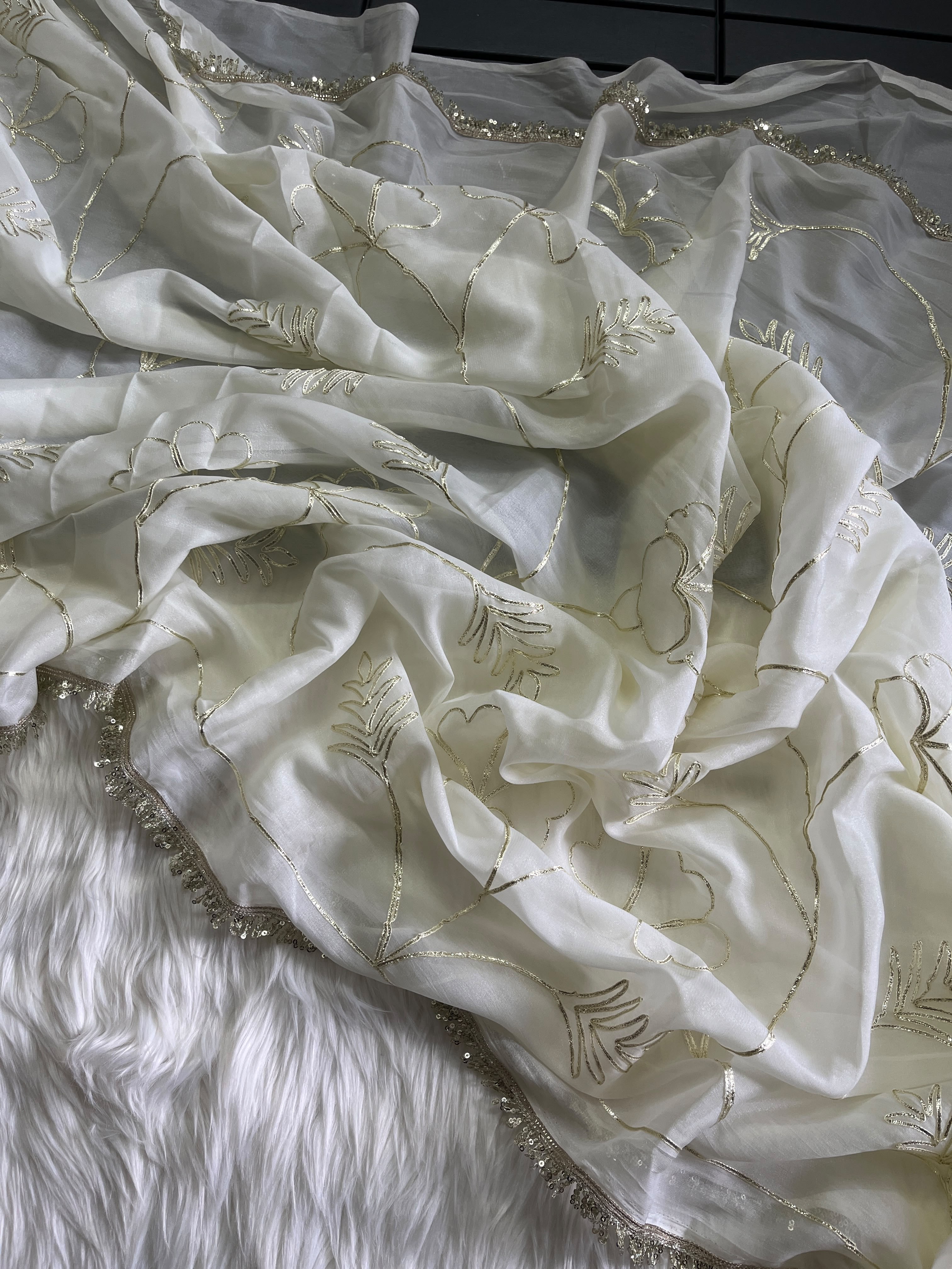 Entrancing Wedding Wear Georgette Gotapatti Work Fancy Saree With Blouse Piece