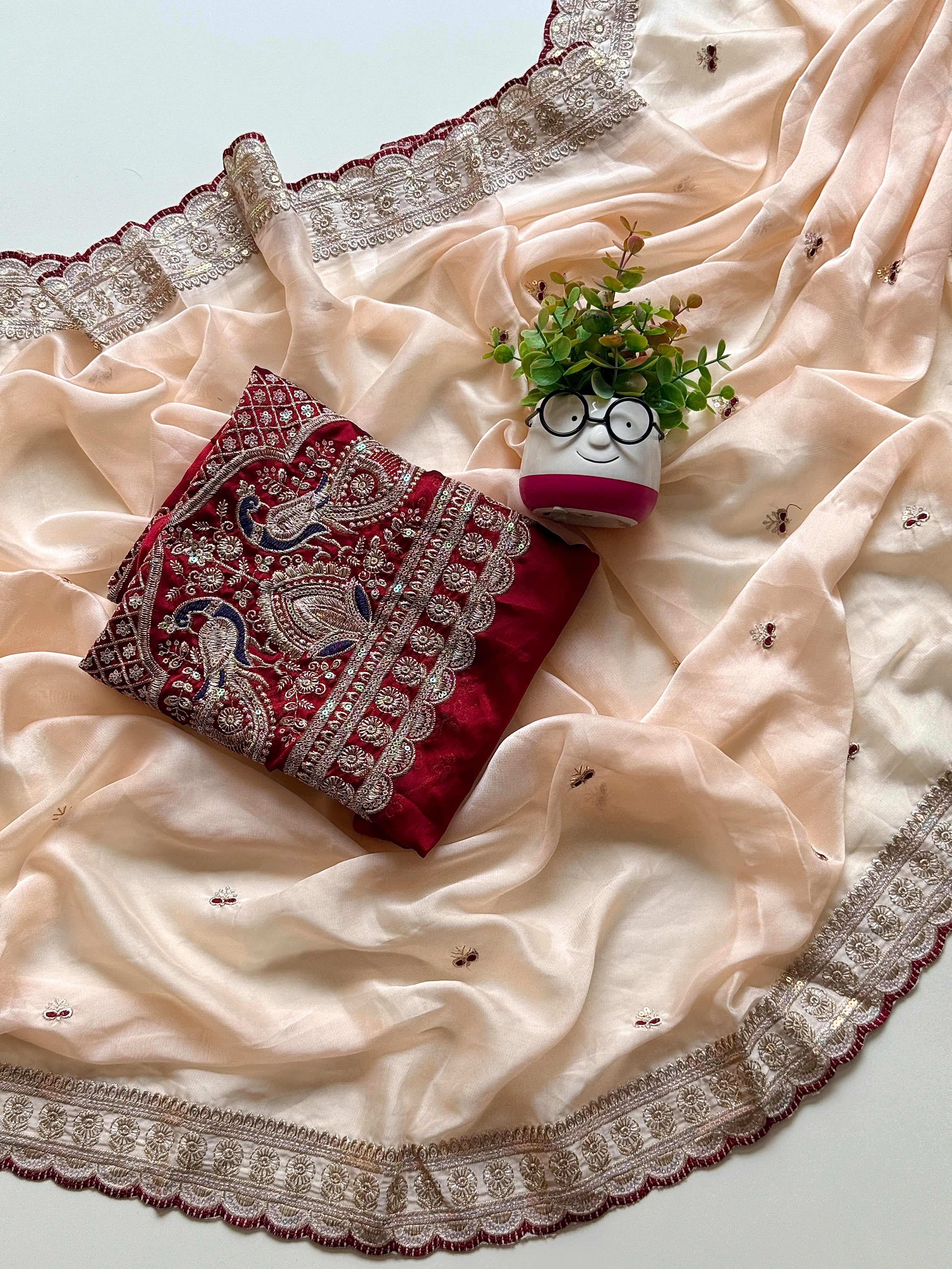 Divine Party Wear Rangoli Silk Multi Embroidery n Sequence Work Designer Saree With Contrast Blouse Piece