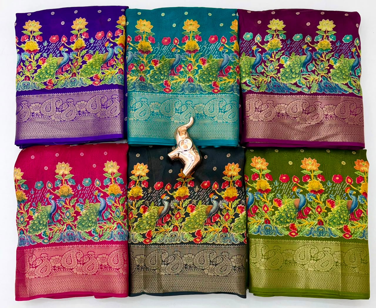 Divine Festive Wear Pure Soft Silk Kalamkari Print n Aari Mirror Work Rich Pallu Fancy Saree With Blouse Piece